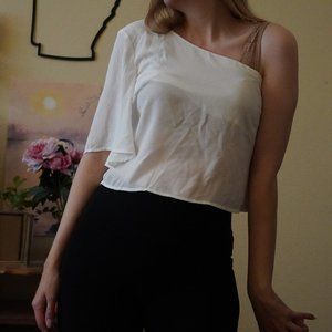 One Sleeve Chiffon Going Out Top